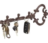 3x Portachiavi da Muro in Ghisa, a Forma di Chiave, 3 Ganci, Design Antico Rustico, HLP: 12,5x33x4,5 cm, marrone