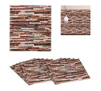 Relaxdays 30 Pannelli da Parete autoadesivi, ritagliabili, Pannelli 3D, Rivestimento da Parete Effetto Pietra, PE, 77 x 70 cm, Pannelli in Pietra, Colorati