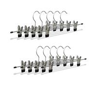 Relaxdays 30x Appendini per Pantaloni in Metallo, grucce con Clip Regolabili, HxLxP: 9x35,5x2,5 cm Argento/Nero, Diversi Set