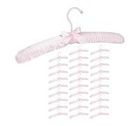 Relaxdays 30x Grucce Appendiabiti in Raso in Set da 30, Imbottite, Gancio Girevole a 360°, Fiocco Decorativo, 38 cm, Rosa