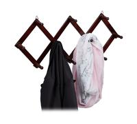 Relaxdays 3x appendiabiti in legno marrone scuro