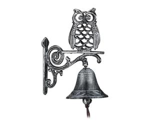 Relaxdays 3x Campanella da parete con gufo argento