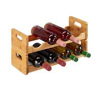 Relaxdays 3X Cantinetta, Scaffale Salvaspazio per 8 Bottiglie Formato Orizzontale in bambù, HLP 24x47x18 cm, Legno Naturale