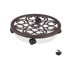 Relaxdays 3x carrello portavasi marrone