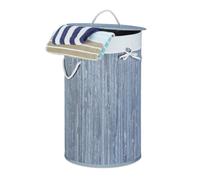 Relaxdays 3x Cesti portabiancheria in bambù grigio