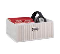 Relaxdays 3X Contenitore Portaoggetti in bambù, Scatola da Bagno Quadrata, HLP 14 x 31 x 31 cm, Pieghevole, Bianco