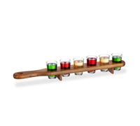 Relaxdays 3x Set Bicchieri Shot, 6 Bicchierini da Liquore 4 cl, Pratico Vassoio 1/2 Metro, Divertente Idea Regalo, marrone