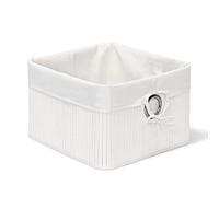Relaxdays 3X Set Cestino Portaoggetti, Fodera in Tessuto, bambù, Rettangolare, Bagno, Giochi, HLP 20x31x31 cm, Bianco