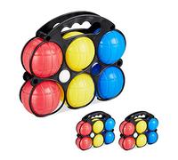 Relaxdays 3X Set di Bocce, 6 Sfere in 3 Colori Diversi, Plastica, con Boccino e Custodia, per Bambini, Colorate
