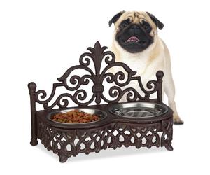 Relaxdays 3x supporto ciotole per cani rustico