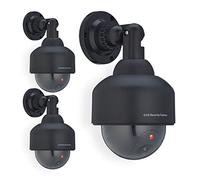 Relaxdays 3X Telecamera Finta di Sorveglianza, Dummy Camera, con LED Lampeggiante, HxLxP: 23,5x12,5x14 cm, Deterrente, Nero