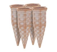 Relaxdays Set Irrigazione a Goccia, 4 Coni, Piante e Fiori, Innaffiatori per Bottiglie da 1,5 L, in-Outdoor, Terracotta, Ceramica, 13,5 x 5,5 x 5 cm