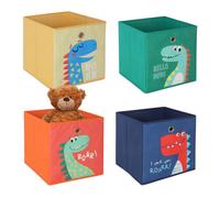 Relaxdays Set da 4 Contenitori per Giochi dei Bambini, Scatole Portagiochi con Disegni, Cubi 30x30x30 cm, Colorato, 60% Tessuto Non Tessuto, 30 x 30 x 30 cm