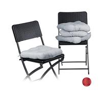 Relaxdays 4 Cuscini per Sedia Imbottiti, Nastri, 36 x 36 cm, Casa e Giardino, Spessore 10 cm, Poliestere, Grigio