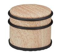 Relaxdays 4 fermaporta per porte pesanti e finestre, in acciaio inox e gomma, effetto legno, cuscinetto alto, Ø 9,5 cm, marrone chiaro
