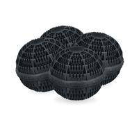 Relaxdays Sfere per Lavatrice, Set da 4, Palle per Lavaggio Senza Detersivo, Alternativa Ecologica, Palline Bucato, Nero