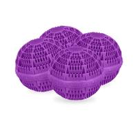 Relaxdays Sfere per Lavatrice, Set da 4 Palle per Lavaggio Senza Detersivo, Alternativa Ecologica, Palline Bucato, Viola, Ceramica