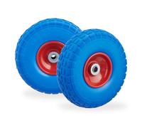 Relaxdays 4 Ruote per carrello piene blu e rosse