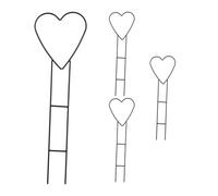 Relaxdays Supporto per Piante Rampicanti a Forma di Cuore, Set da 4 Sostegni per Rose, HxL: 48x14,5 cm, Metallo, Nero, Ferro