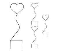 Relaxdays Supporto per Piante Rampicanti in Vaso, Forma di Cuore, Set 4 Sostegni per Rose, HxL: 49x14 cm, Metallo, Nero, 49 x 14 x 0.5 cm