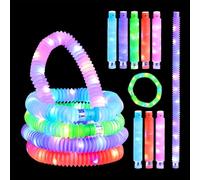 Relaxdays 45 Bastoncini Luminosi, 15 LED Flessibili, 3 Effetti, estensibili Fino a 63 cm, Party Accessori, plastica, Colorati