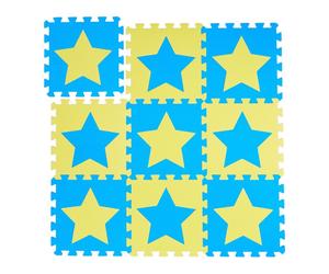 Relaxdays 45x tappeto puzzle con stelle blu giallo