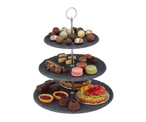 Relaxdays 4x alzata in ardesia per dolci e snack