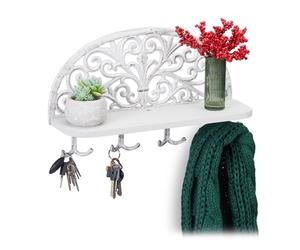 Relaxdays 4x Appendiabiti da parete con mensola