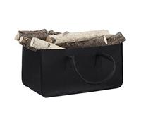 Relaxdays 4X Borsa Portalegna per Camino in Feltro Cesto Portatile Portariviste Pieghevole HxLxP: 25x25x50 cm, Nero