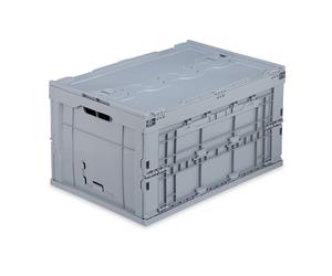 Relaxdays 4x box con coperchio grigio 60 litri