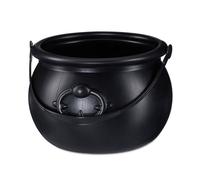 Relaxdays 4X Calderone da Strega, Pentolone per Dolcetti, Accessorio Decorativo e Originale, Plastica HxD: 13 x 19 cm, Nero
