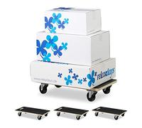 Relaxdays 4X Carello Portapacchi con Freni, 400 kg, Ruote Girevoli, Rivestimento Antiscivolo, HLP: 11,5 x 58 x 30 cm, Nero