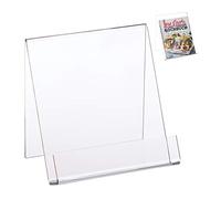 Relaxdays 4X Cavalletto per Libri A5, Supporto in Acrilico, Stabile, Porta Riviste, HLP 15x15x11,5 cm, Trasparente