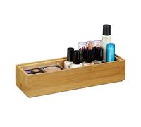 Relaxdays 4X Contenitore Portaoggetti in bambù, Impilabile, per Bagno Cucina Studio, HLP: 5 x 23 x 7,5 cm, Color Legno Naturale