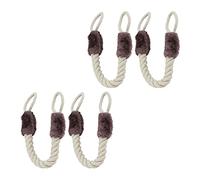 Relaxdays 4X Fermaporta a Corda, Set Maxi, Paracolpi da Maniglia, Sicurezza Bambini & Animali, 60cm, Cotone, Beige/Marrone