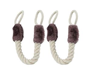 Relaxdays 4X Fermaporta a Corda, Set Maxi, Paracolpi da Maniglia, Sicurezza Bambini & Animali, 60cm, Cotone, Beige/Marrone