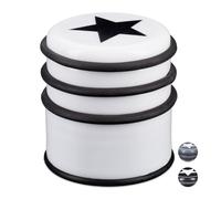 4x Fermaporta a Pavimento, Blocca Porte e Finestre, Grande, con Stella, 8 cm di Altezza, Bianco