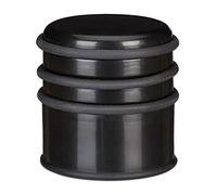 Relaxdays 4X Fermaporta a Pavimento, Pesante, Blocca Porte e Finestre, ∅ 7 cm, 3 Anelli in Gomma, Nero