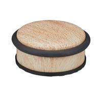 4x Fermaporta da Pavimento Piatto, Blocca Porta per Ante Pesante, Aspetto Legno, HxD: 5 x 10,5 cm, Marrone Chiaro