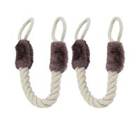 Relaxdays 4X Fermaporta a Corda, Set Maxi, Paracolpi da Maniglia, Sicurezza Bambini & Animali, 60cm, Cotone, Beige/Marrone