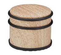 4 fermaporta per porte pesanti e finestre, in acciaio inox e gomma, effetto legno, cuscinetto alto, Ø 9,5 cm, marrone chiaro