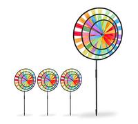 Relaxdays 4X Girandola, per Aiuole, Design Arcobaleno, per Bambini, da Outdoor, HLP: 73,5 x 35,5 x 15 cm, Colorato