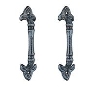 Relaxdays 4x Maniglie per Mobili, Design Vintage, Manici per Armadi e Cassetti, Manopole, in Ghisa, Lunghi 20 cm, Grigio