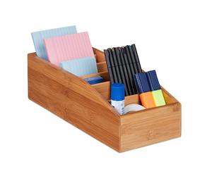 Relaxdays 4x Organizer da scrivania in bambù