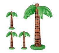 Relaxdays 4X Palma Gonfiabile, Originale Decorazione da Piscina, Gonfiabile, Accessorio Estivo, H: 80 cm, Verde-Marrone