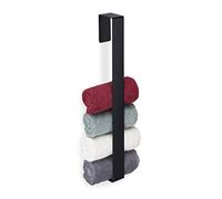 Relaxdays 4X Portasciugamani Adesivo da Parete, Autoadesivo, Bagno & Cucina, Asta Asciugamani a Muro Salvaspazio, Nero