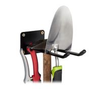 Relaxdays Portautensili a parete Doppio gancio portascope da avvitare al muro Acciaio 24 cm Nero 25 kg