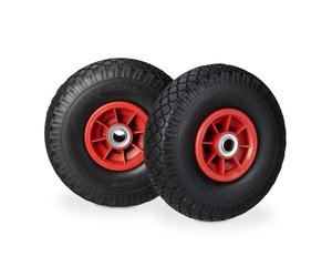 Relaxdays 4x ruote carriola 3.00-4 PU nero rossa