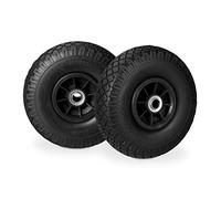 Relaxdays 4X Ruote per Carriola, in Gomma Antipanne, 3.00-4", ASSE 20mm, Max.80 kg, 260 x 85 mm, Nero