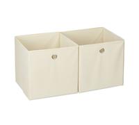 Relaxdays 4x scatole beige di stoffa pieghevoli